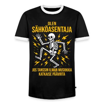 Électricien, je suis électricien - T-shirt contrasté Homme - noir/blanc - Devant - AI Model Female 172 light (172cm) & AI Model Male 178 light (178cm)