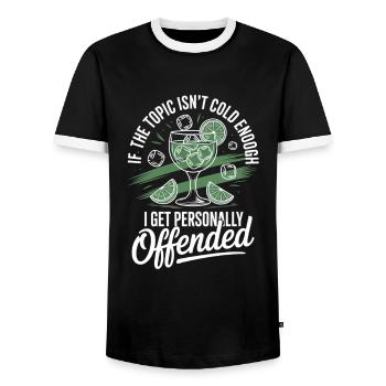 Gin If The Topic Isn't Cold Enough - Men's Ringer Shirt - black/white - Front - AI Model Female 172 light (172cm) & AI Model Male 178 light (178cm)