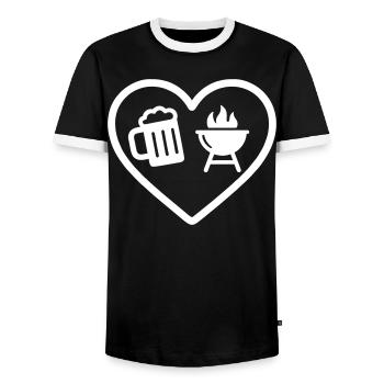 Barbecue à la bière de cœur - T-shirt contrasté Homme - noir/blanc - Devant - AI Model Female 172 light (172cm) & AI Model Male 178 light (178cm)