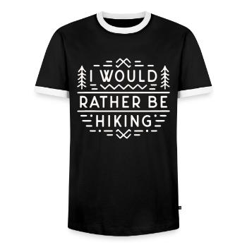 Wanderer, lustig, sarkastisch, ich würde lieber wandern - Männer Kontrast-T-Shirt - Schwarz/Weiß - Vorne - AI Model Female 172 light (172cm) & AI Model Male 178 light (178cm)
