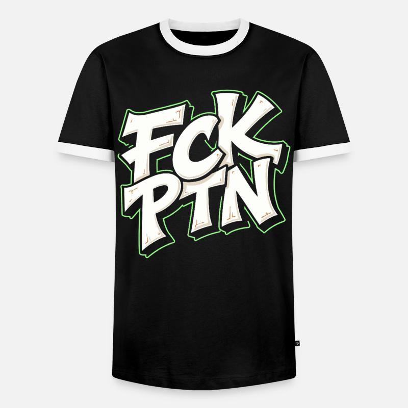 FCK PTN Anti Putin Statement - Men's Ringer Shirt - black/white
