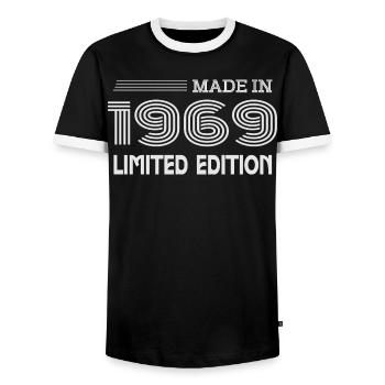 Original 1969 Vintage 1969 Retro-Jubiläum 1969 - Männer Kontrast-T-Shirt - Schwarz/Weiß - Vorne - AI Model Female 172 light (172cm) & AI Model Male 178 light (178cm)