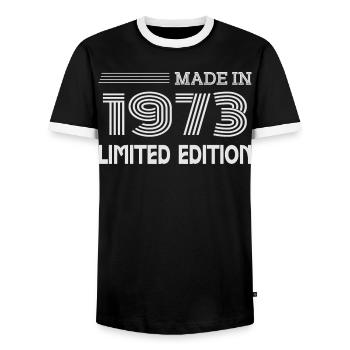 Original 1973 Vintage 1973 Rétro Anniversaire 1973 - T-shirt contrasté Homme - noir/blanc - Devant - AI Model Female 172 light (172cm) & AI Model Male 178 light (178cm)