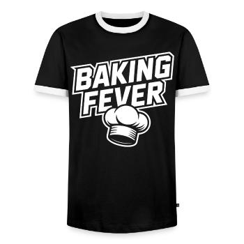 Baking Fever: Chef's Hat Design - Men's Ringer Shirt - black/white - Front - AI Model Female 172 light (172cm) & AI Model Male 178 light (178cm)