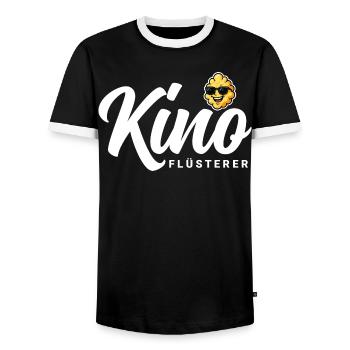 Kino Flüsterer - Männer Kontrast-T-Shirt - Schwarz/Weiß - Vorne - AI Model Female 172 light (172cm) & AI Model Male 178 light (178cm)