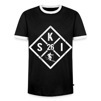Ski 2026, Après Ski, Wintersport, Skiurlaub - Männer Kontrast-T-Shirt - Schwarz/Weiß - Vorne - AI Model Female 172 light (172cm) & AI Model Male 178 light (178cm)