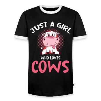 Nur ein Mädchen liebt Kühe - Männer Kontrast-T-Shirt - Schwarz/Weiß - Vorne - AI Model Female 172 light (172cm) & AI Model Male 178 light (178cm)