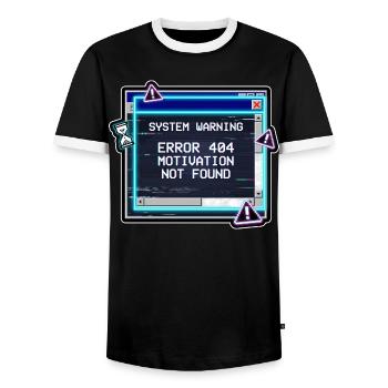 Error 404 Motivation Glitch - Männer Kontrast-T-Shirt - Schwarz/Weiß - Vorne - AI Model Female 172 light (172cm) & AI Model Male 178 light (178cm)