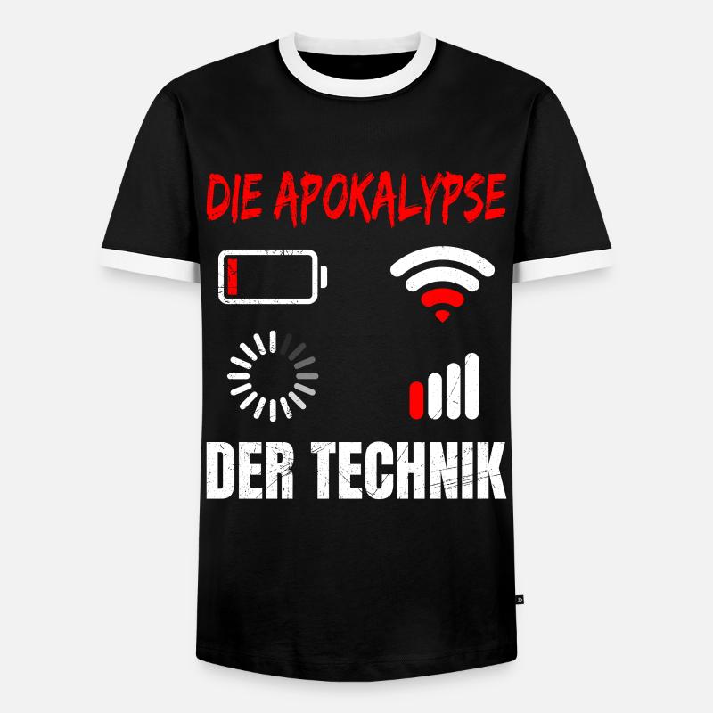 Coder THE APOCALYPSE OF TECHNOLOGY FUNNY - Men's Ringer Shirt - black/white