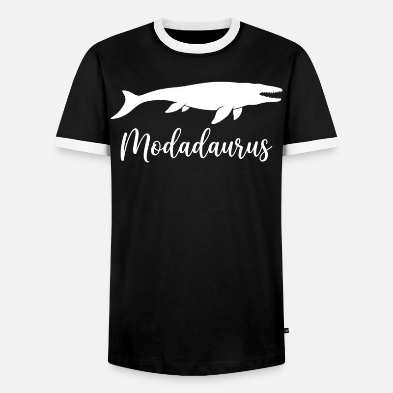 Modadaurus Mosasaurus Dinosaurier-Vater - Männer Kontrast-T-Shirt - Schwarz/Weiß