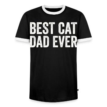 Daughter Cat Lovers Funny Father Dad - Men's Ringer Shirt - black/white - Front - AI Model Female 172 light (172cm) & AI Model Male 178 light (178cm)