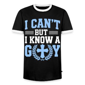 Ich Kann Nicht, Kenne Gott - Männer Kontrast-T-Shirt - Schwarz/Weiß - Vorne - AI Model Female 172 light (172cm) & AI Model Male 178 light (178cm)