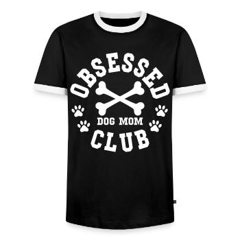 Obsessed Dog Mom Club Besessene Hundemama - Men's Ringer Shirt - black/white - Front - AI Model Female 172 light (172cm) & AI Model Male 178 light (178cm)