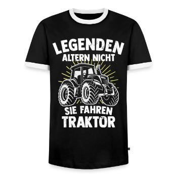 Legends drive a farmer's tractor - Men's Ringer Shirt - black/white - Front - AI Model Female 172 light (172cm) & AI Model Male 178 light (178cm)