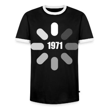Birthday 1971 Birthday Ideas 1971 - Men's Ringer Shirt - black/white - Front - AI Model Female 172 light (172cm) & AI Model Male 178 light (178cm)