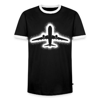 Airplane Aviator Boys Men Pilot - Men's Ringer Shirt - black/white - Front - AI Model Female 172 light (172cm) & AI Model Male 178 light (178cm)