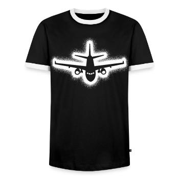 Flugzeug Flieger Jungen Herren Kinder Pilot - Männer Kontrast-T-Shirt - Schwarz/Weiß - Vorne - AI Model Female 172 light (172cm) & AI Model Male 178 light (178cm)