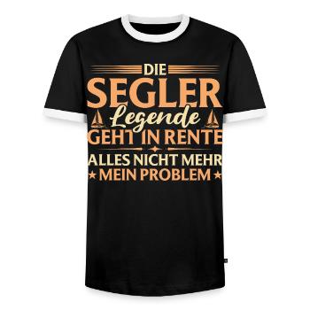 Pensioner Farewell Sailor Legend Retired - Men's Ringer Shirt - black/white - Front - AI Model Female 172 light (172cm) & AI Model Male 178 light (178cm)