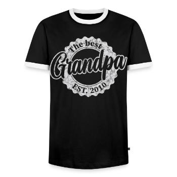 The Best Grandpa since 2010 - Men's Ringer Shirt - black/white - Front - AI Model Female 172 light (172cm) & AI Model Male 178 light (178cm)