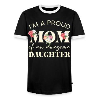 Maman fière Une grande fille - T-shirt contrasté Homme - noir/blanc - Devant - AI Model Female 172 light (172cm) & AI Model Male 178 light (178cm)