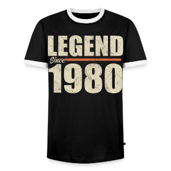 Geburtstag 1980 | Legende seit 1980 - Männer Kontrast-T-Shirt - Schwarz/Weiß - Vorne - AI Model Female 172 light (172cm) & AI Model Male 178 light (178cm)