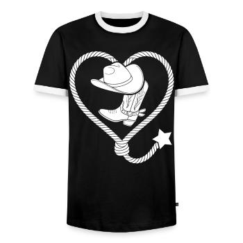 Stetson de danse en ligne de lasso de cœur - T-shirt contrasté Homme - noir/blanc - Devant - AI Model Female 172 light (172cm) & AI Model Male 178 light (178cm)
