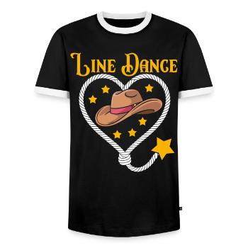 Line Dance Herz Hut - Männer Kontrast-T-Shirt - Schwarz/Weiß - Vorne - AI Model Female 172 light (172cm) & AI Model Male 178 light (178cm)