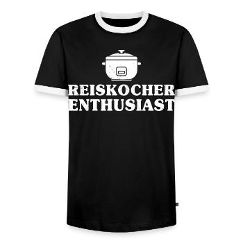 Cooking Rice Cooker ENTHUSIAST Fun - Men's Ringer Shirt - black/white - Front - AI Model Female 172 light (172cm) & AI Model Male 178 light (178cm)