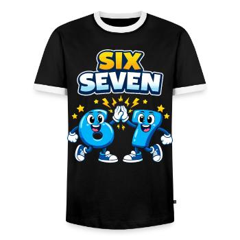 Numéro 67 Six Seven - 6 7 Memes - T-shirt contrasté Homme - noir/blanc - Devant - AI Model Female 172 light (172cm) & AI Model Male 178 light (178cm)