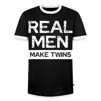 Les vrais hommes font des jumeaux - T-shirt contrasté Homme - noir/blanc - Devant - AI Model Female 172 light (172cm) & AI Model Male 178 light (178cm)