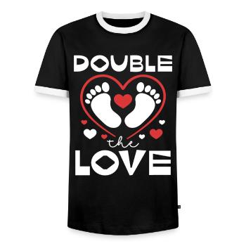 Double Love Heart Print Design - Men's Ringer Shirt - black/white - Front - AI Model Female 172 light (172cm) & AI Model Male 178 light (178cm)