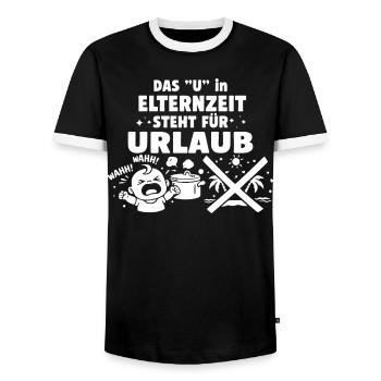 Le « U » dans congé parental signifie vacances - T-shirt contrasté Homme - noir/blanc - Devant - AI Model Female 172 light (172cm) & AI Model Male 178 light (178cm)