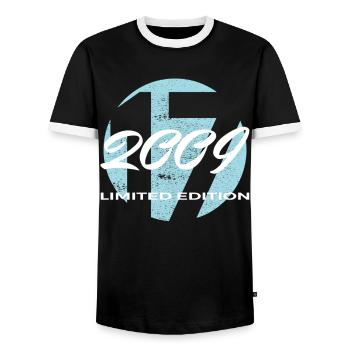 17th Birthday 2009 Boys and Girls Gift - Men's Ringer Shirt - black/white - Front - AI Model Female 172 light (172cm) & AI Model Male 178 light (178cm)