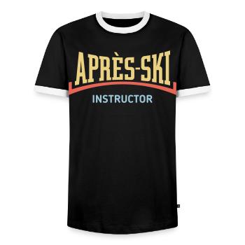 Après-Ski – Instructor (Konkav / Apres Ski / 3C) - Männer Kontrast-T-Shirt - Schwarz/Weiß - Vorne - AI Model Female 172 light (172cm) & AI Model Male 178 light (178cm)
