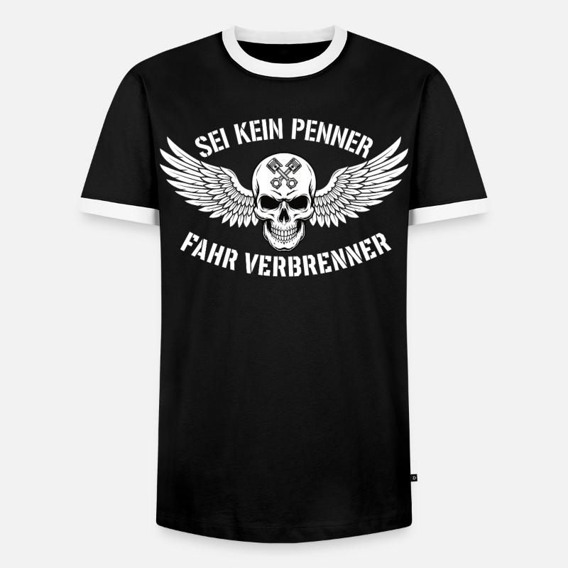 Ride Combustion Engine – Biker Skull Statement - Men's Ringer Shirt - black/white