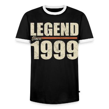Anniversaire 1999 | Légende depuis 1999 - T-shirt contrasté Homme - noir/blanc - Devant - AI Model Female 172 light (172cm) & AI Model Male 178 light (178cm)