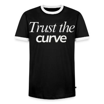 Trust The Curve Hopeful Student - Men's Ringer Shirt - black/white - Front - AI Model Female 172 light (172cm) & AI Model Male 178 light (178cm)