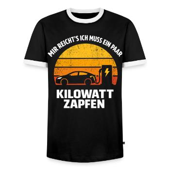 I've had enough: tapping kilowatts – e-car - Men's Ringer Shirt - black/white - Front - AI Model Female 172 light (172cm) & AI Model Male 178 light (178cm)