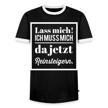 Lass Mich! Ich muss mich da reinsteigern. Gamer - Männer Kontrast-T-Shirt - Schwarz/Weiß - Vorne - AI Model Female 172 light (172cm) & AI Model Male 178 light (178cm)
