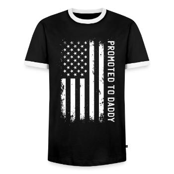 Promu Papa Père Fier du drapeau américain - T-shirt contrasté Homme - noir/blanc - Devant - AI Model Female 172 light (172cm) & AI Model Male 178 light (178cm)