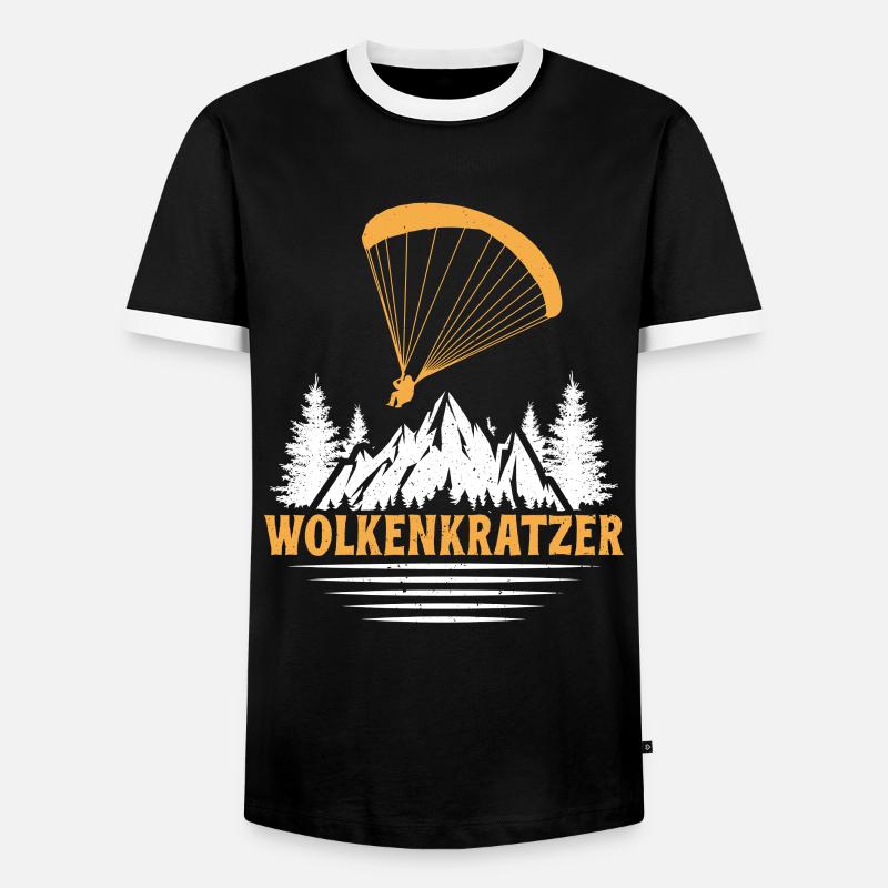 Paraglider SKYSCRAPER FUNNY - Men's Ringer Shirt - black/white
