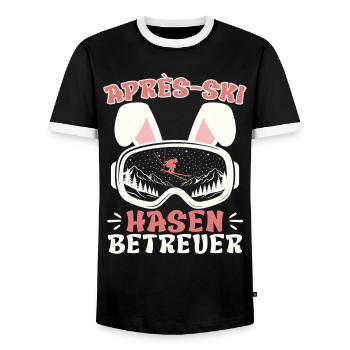 Apres-Ski HASEN BETREUER Lustiges - Männer Kontrast-T-Shirt - Schwarz/Weiß - Vorne - AI Model Female 172 light (172cm) & AI Model Male 178 light (178cm)