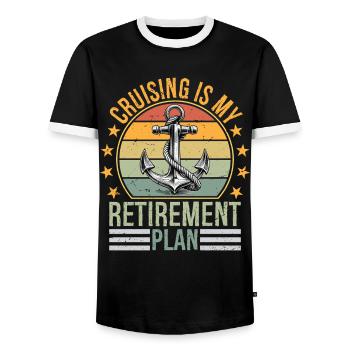 Cruising is My Retirement Plan Cruising Funny - Men's Ringer Shirt - black/white - Front - AI Model Female 172 light (172cm) & AI Model Male 178 light (178cm)