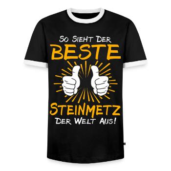 Idée de cadeau tailleur de pierre - T-shirt contrasté Homme - noir/blanc - Devant - AI Model Female 172 light (172cm) & AI Model Male 178 light (178cm)