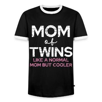 Maman de jumeaux – Diction cool - T-shirt contrasté Homme - noir/blanc - Devant - AI Model Female 172 light (172cm) & AI Model Male 178 light (178cm)