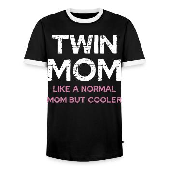 Maman jumelle - maman plus cool que la mère normale - T-shirt contrasté Homme - noir/blanc - Devant - AI Model Female 172 light (172cm) & AI Model Male 178 light (178cm)