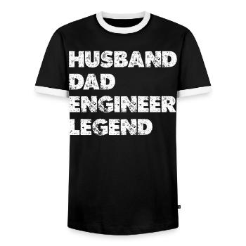 Husband Dad Engineer Legend - Men's Ringer Shirt - black/white - Front - AI Model Female 172 light (172cm) & AI Model Male 178 light (178cm)