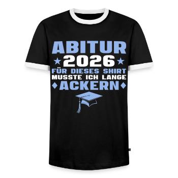 Abitur exam passed, Abitur graduation 2026 - Men's Ringer Shirt - black/white - Front - AI Model Female 172 light (172cm) & AI Model Male 178 light (178cm)