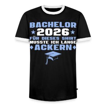Examen de licence réussi Licence 2026 - T-shirt contrasté Homme - noir/blanc - Devant - AI Model Female 172 light (172cm) & AI Model Male 178 light (178cm)