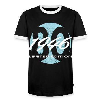 80th Birthday 1946 Gift for Men and Women - Men's Ringer Shirt - black/white - Front - AI Model Female 172 light (172cm) & AI Model Male 178 light (178cm)